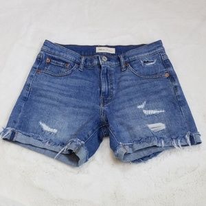 GAP 1969 distressed roll up cuff denim jean shorts